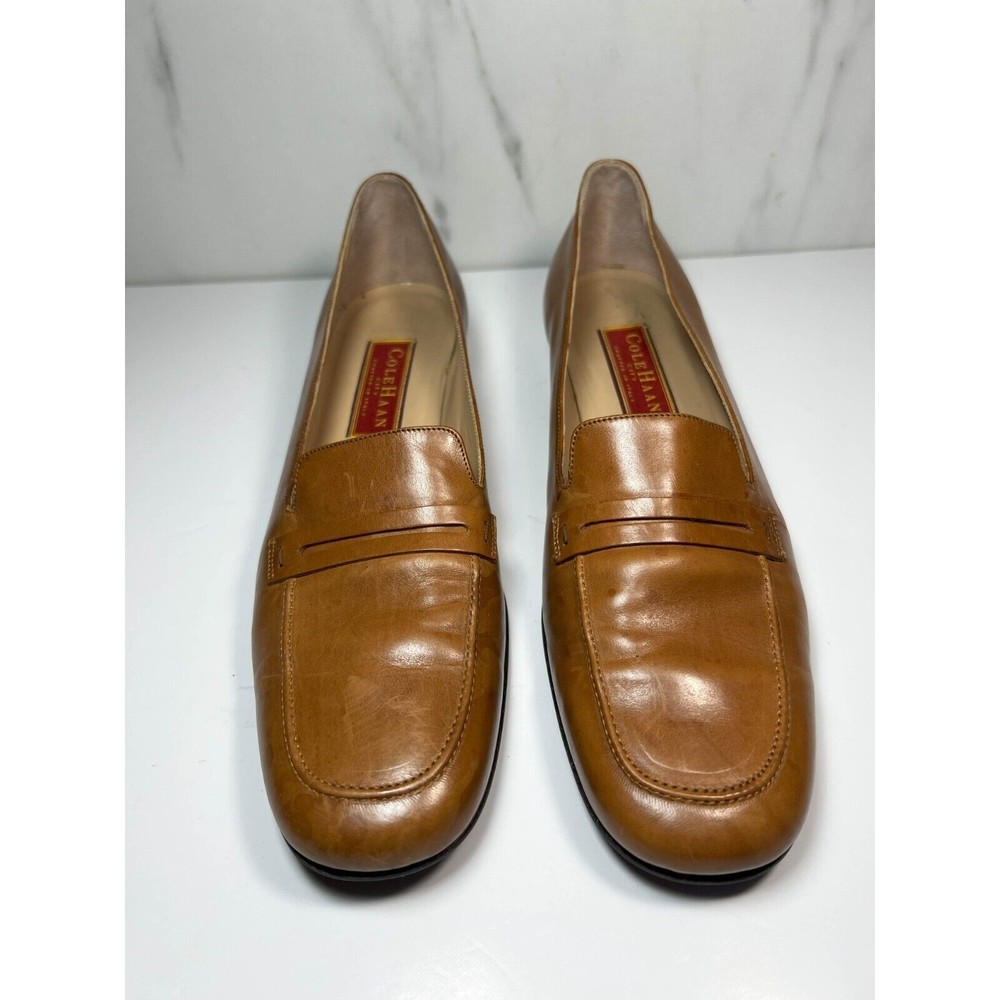 Cole Haan Loafer Shoes Women 10 Brown Heeled Dress Shoes Slip On Leather